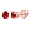Image 1 : 1/4 CTW Womens Round Red Color Enhanced Diamond Solitaire Earrings 10kt Rose Gold - REF-15Y2N