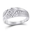 Image 1 : 1/8 CTW Mens Round Diamond Dad Father Band Ring 10kt White Gold - REF-19H6R