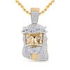 Image 1 : 3/4 CTW Mens Round Diamond Jesus Face Charm Pendant 10kt Yellow Gold - REF-68A2M