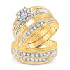 Image 1 : 7/8 CTW His Hers Round Diamond Halo Matching Wedding Set 10kt Yellow Gold - REF-102T3V