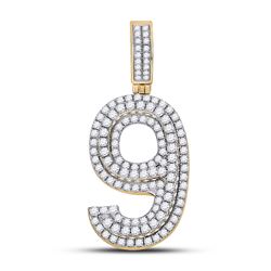 1 & 5/8 CTW Mens Round Diamond Number 9 Charm Pendant 10kt Yellow Gold - REF-102R3X