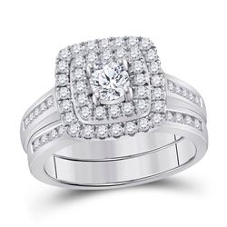 1 CTW Round Diamond Bridal Wedding Ring 14kt White Gold - REF-126N2A