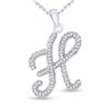 Image 1 : 1/5 CTW Womens Round Diamond Cursive Letter H Pendant 10kt White Gold - REF-16H4R