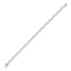 2 & 3/4 CTW Womens Round Diamond Flower Cluster Bracelet 10kt White Gold - REF-204R5X