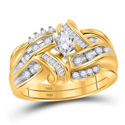 1/2 CTW Marquise Diamond Bridal Wedding Ring 10kt Yellow Gold - REF-71R6X