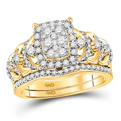 1 CTW Round Diamond Bridal Wedding Ring 14kt Yellow Gold - REF-102F3W