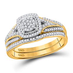 1/3 CTW Round Diamond Bridal Wedding Ring 10kt Yellow Gold - REF-34Y3N