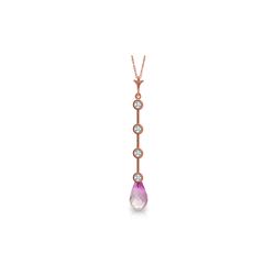 Genuine 3.56 ctw Pink Topaz & Diamond Necklace 14KT Rose Gold - REF-32H8X