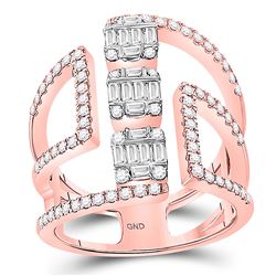 7/8 CTW Womens Baguette Diamond Negative Space Band Ring 14kt Rose Gold - REF-121V5Y