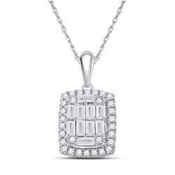 1/2 CTW Womens Baguette Diamond Fashion Pendant 14kt White Gold - REF-51R2X