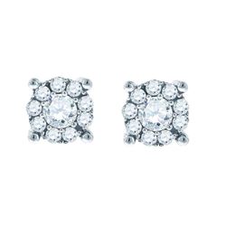 1 CTW Womens Round Diamond Halo Earrings 14kt White Gold - REF-106N3A
