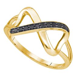 1/10 CTW Womens Round Black Color Enhanced Diamond Infinity Ring 10kt Yellow Gold - REF-11R6X