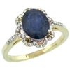 Image 1 : 2.34 CTW Blue Sapphire & Diamond Ring 14K Yellow Gold - REF-54V5R