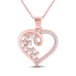 1/8 CTW Womens Round Diamond Scattered Heart Pendant 10kt Rose Gold - REF-12W2H