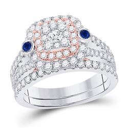 1 & 1/2 CTW Round Diamond Bridal Wedding Ring 10kt Two-tone Gold - REF-112R4X