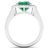 Image 2 : Natural 2.48 CTW Zambian Emerald & Diamond Ring 14K White Gold - REF-108T7H