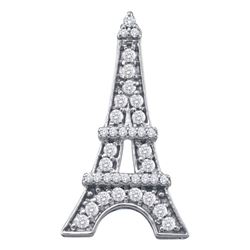 1/3 CTW Womens Round Diamond Eiffel Tower Fashion Pendant 10kt White Gold - REF-27R3X