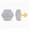 Image 1 : 1/3 CTW Mens Round Diamond Hexagon Stud Earrings 10kt Yellow Gold - REF-21A8M