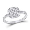 Image 1 : 1/2 CTW Womens Round Diamond Square Cluster Ring 10kt White Gold - REF-23M3F
