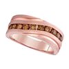 Image 1 : 1 CTW Mens Round Diamond Wedding Single Row Grooved Band Ring 10kt Rose Gold - REF-117H8R