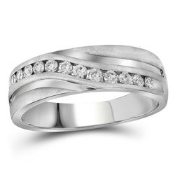 1 CTW Mens Round Diamond Wedding Band Ring 10kt White Gold - REF-146R6X