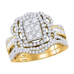 1 & 1/2 CTW Round Diamond Bridal Wedding Ring 14kt Yellow Gold - REF-132Y8N