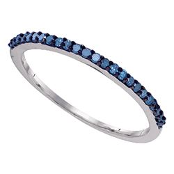 1/5 CTW Womens Round Blue Color Enhanced Diamond Band Ring 10kt White Gold - REF-11V6Y