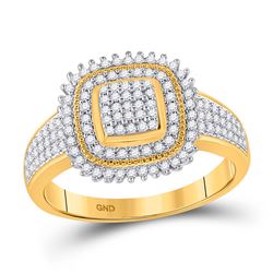 1/4 CTW Womens Round Diamond Square Cluster Ring 10kt Yellow Gold - REF-29N9A
