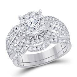 1 & 7/8 CTW Round Diamond Bridal Wedding Ring 14kt White Gold - REF-228N5A