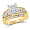 Image 1 : 1/2 CTW Princess Diamond Cluster Bridal Wedding Engagement Ring 10kt Yellow Gold - REF-42M8F