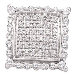 1/2 CTW Womens Round Diamond Square Cluster Stud Earrings 10kt Yellow Gold - REF-36N7A