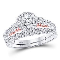 3/4 CTW Round Diamond Bridal Wedding Ring 14kt Two-tone Gold - REF-112A5M