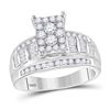 Image 1 : 7/8 CTW Round Diamond Rectangle Cluster Bridal Wedding Engagement Ring 10kt White Gold - REF-70M3F