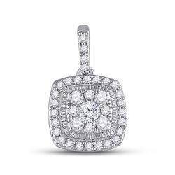 1/4 CTW Womens Round Diamond Square Pendant 14kt White Gold - REF-24R5X
