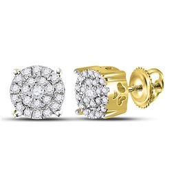 1/8 CTW Womens Round Diamond Cindys Dream Cluster Earrings 10kt Yellow Gold - REF-16Y4N
