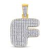 Image 1 : 7/8 CTW Mens Round Diamond Bubble F Letter Charm Pendant 10kt Yellow Gold - REF-47N6A