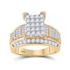 Image 1 : 1 & 1/2 CTW Round Diamond Cluster Bridal Wedding Engagement Ring 10kt Yellow Gold - REF-92M3F