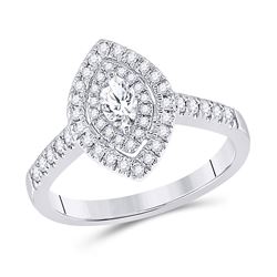 1/2 CTW Marquise Diamond Halo Bridal Wedding Engagement Ring 14kt White Gold - REF-80T5V
