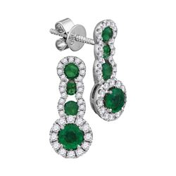 1 & 1/3 CTW Womens Round Emerald Diamond Fashion Earrings 18kt White Gold - REF-129R5X