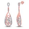 Image 1 : 1/2 CTW Womens Round Diamond Curl Teardrop Dangle Earrings 10kt Rose Gold - REF-40T8V