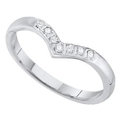 1/20 CTW Womens Round Diamond Chevron Band Ring 14kt White Gold - REF-15A5M