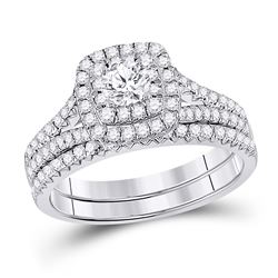 1 CTW Round Diamond Bridal Wedding Ring Band Set 10kt White Gold - REF-109T2V