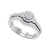 Image 1 : 1/4 CTW Round Diamond Cluster Bridal Wedding Ring 10k White Gold - REF-34R8X