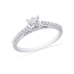 1/5 CTW Womens Round Diamond Solitaire Promise Ring 10kt White Gold - REF-22Y5N