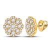 Image 1 : 3/4 CTW Womens Round Diamond Cluster Earrings 14kt Yellow Gold - REF-79Y3N