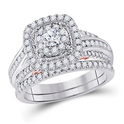 1 CTW Round Diamond Bridal Wedding Ring 14kt Two-tone Gold - REF-136M4F