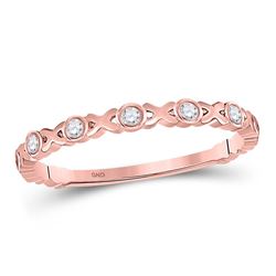 1/12 CTW Womens Round Diamond XOXO Stackable Band Ring 10kt Rose Gold - REF-13Y5N