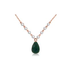 Genuine 15.6 ctw Green Sapphire Corundum & Diamond Necklace 14KT Rose Gold - REF-139Y8F