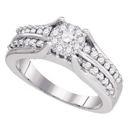 5/8 CTW Round Diamond Cluster Bridal Wedding Engagement Ring 14kt White Gold - REF-88H5R