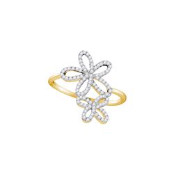 1/5 CTW Womens Round Diamond Flower Star Cluster Ring 10kt Yellow Gold - REF-28F2W